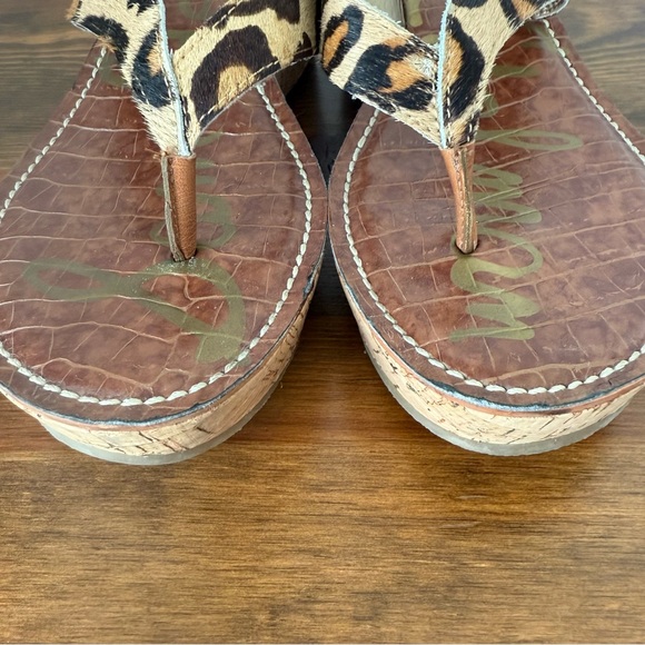 Sam Edelman ROMY Women's Leopard Print Cork Wedge Sandals Size 9.5M - Picture 4 of 7